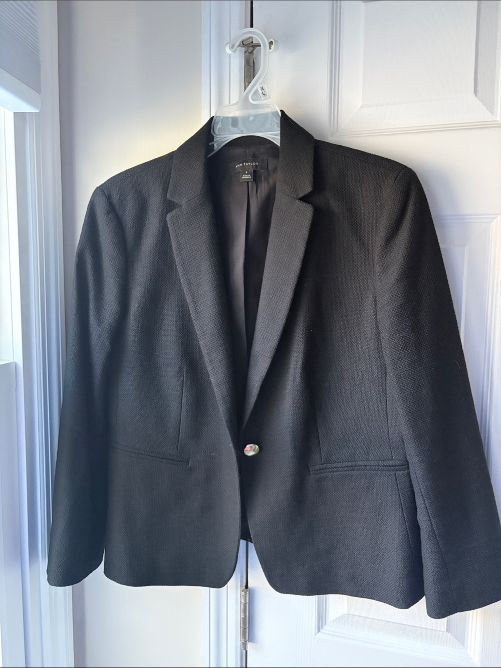 Anne Taylor Black Textured Women's Blazer with Single Button